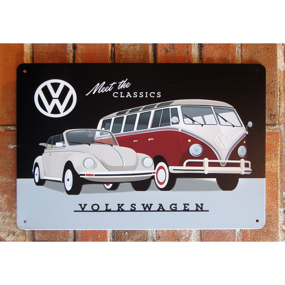 Volkswagen ヨコ ティンサイン  看板 ブリキ看板 インテリア ディスプレイ レトロ  アメリカン雑貨