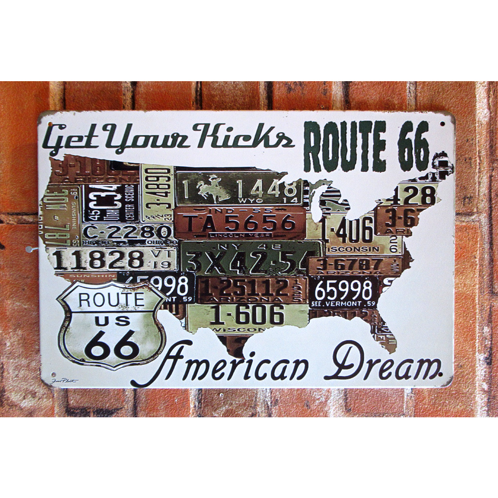 ROUTE66 地図 マップ ヨコ ティンサイン  看板 ブリキ看板 インテリア ディスプレイ レトロ  アメリカン雑貨