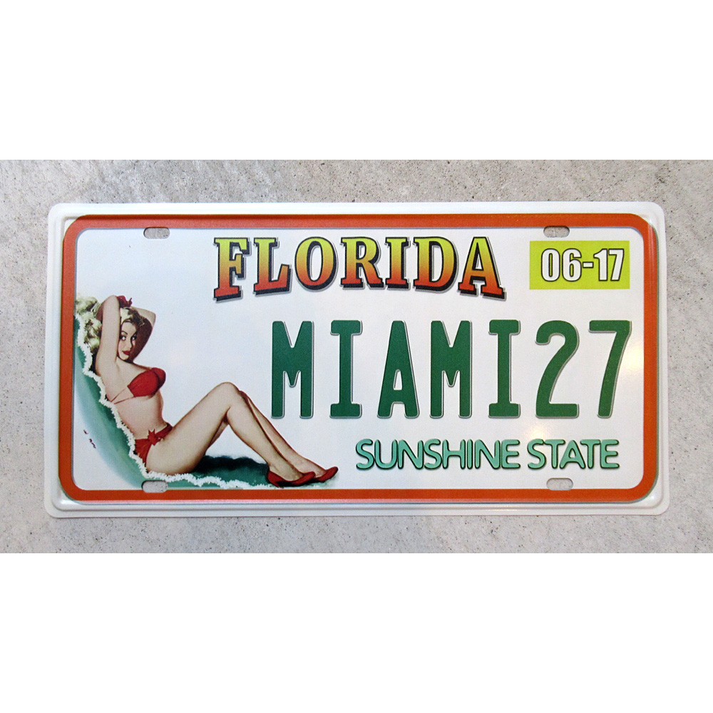 ナンバープレート Miami ティンサイン  看板 ブリキ看板 インテリア ディスプレイ レトロ  アメリカン雑貨