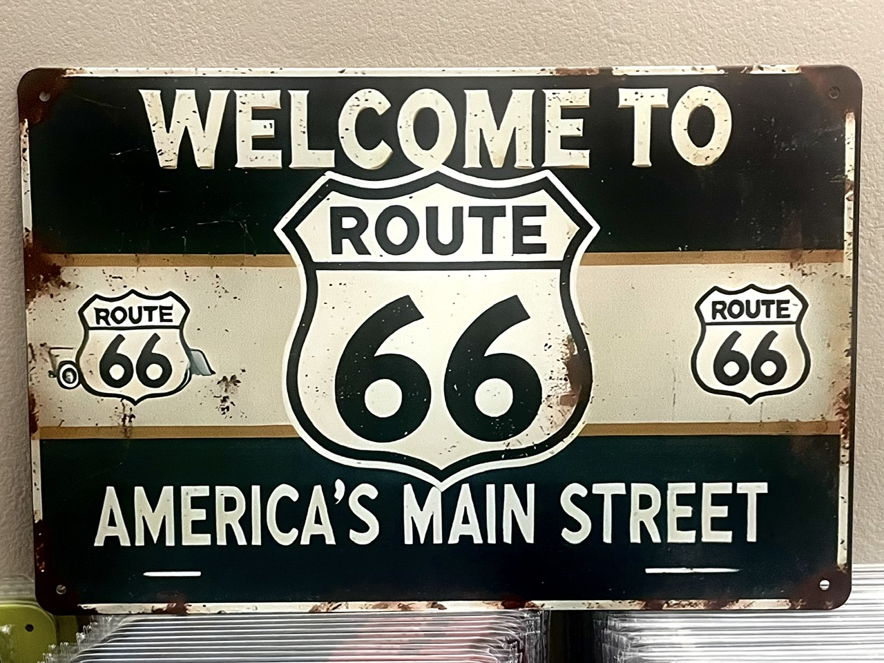 WELCOME66サイン看板 ブリキ看板 インテリア ディスプレイ レトロ  アメリカン雑貨