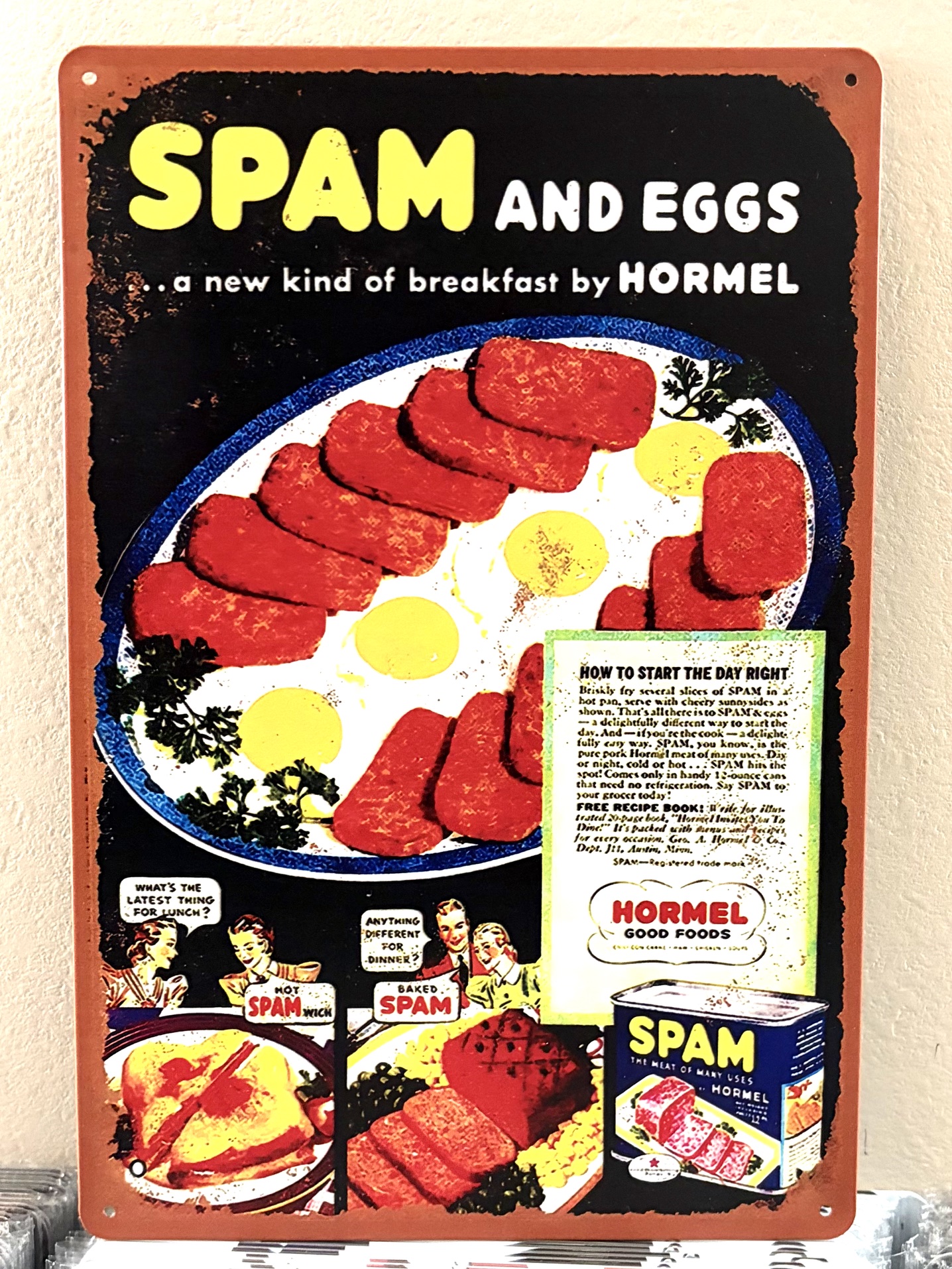 SPAM看板 ブリキ看板 インテリア ディスプレイ レトロ  アメリカン雑貨