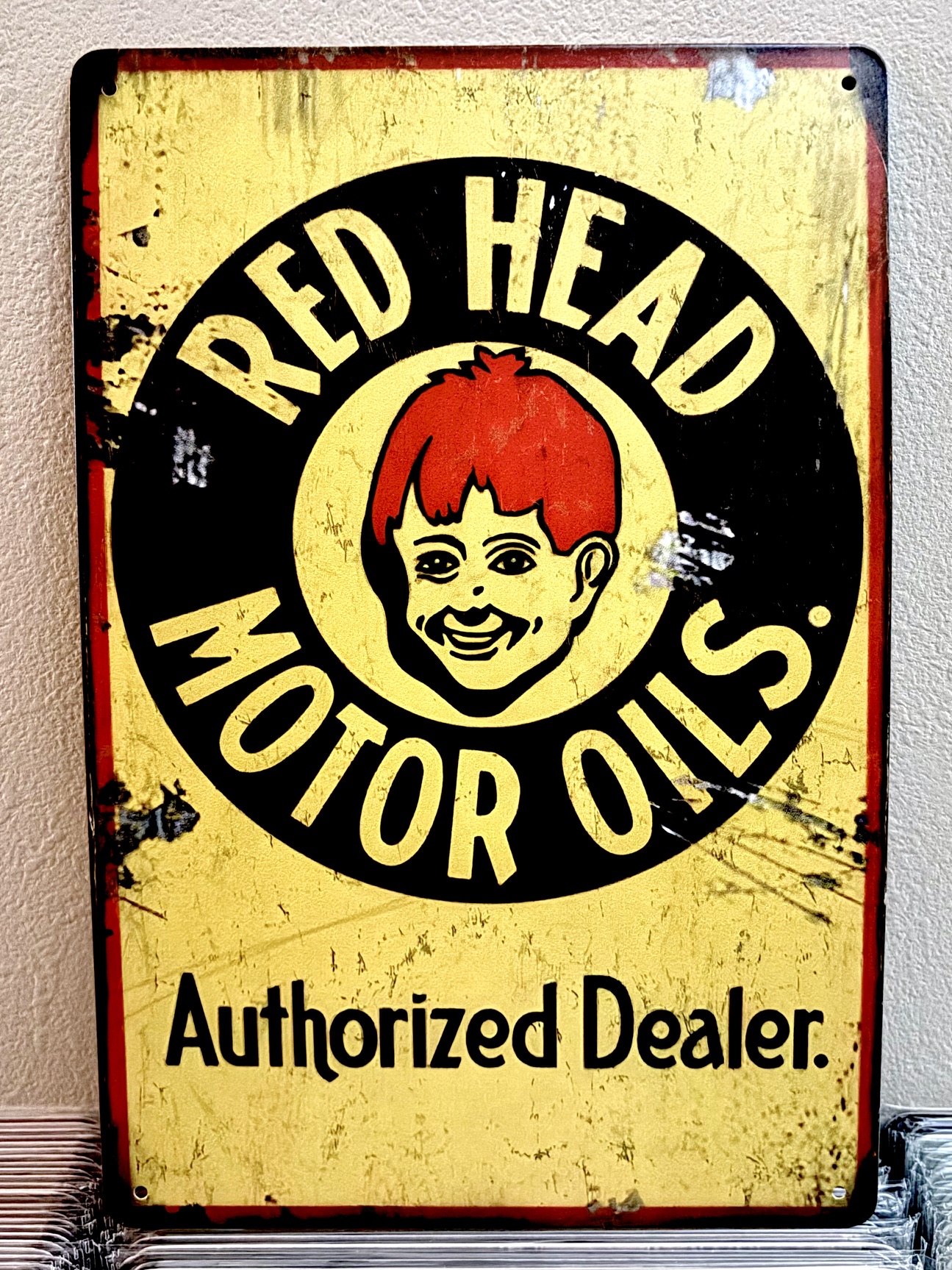 RED HEAD看板 ブリキ看板 インテリア ディスプレイ レトロ  アメリカン雑貨