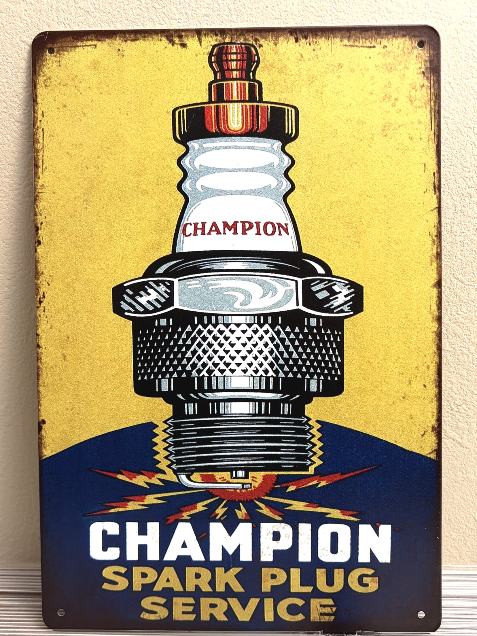 CHAMPION SPARK看板 ブリキ看板 インテリア ディスプレイ レトロ  アメリカン雑貨