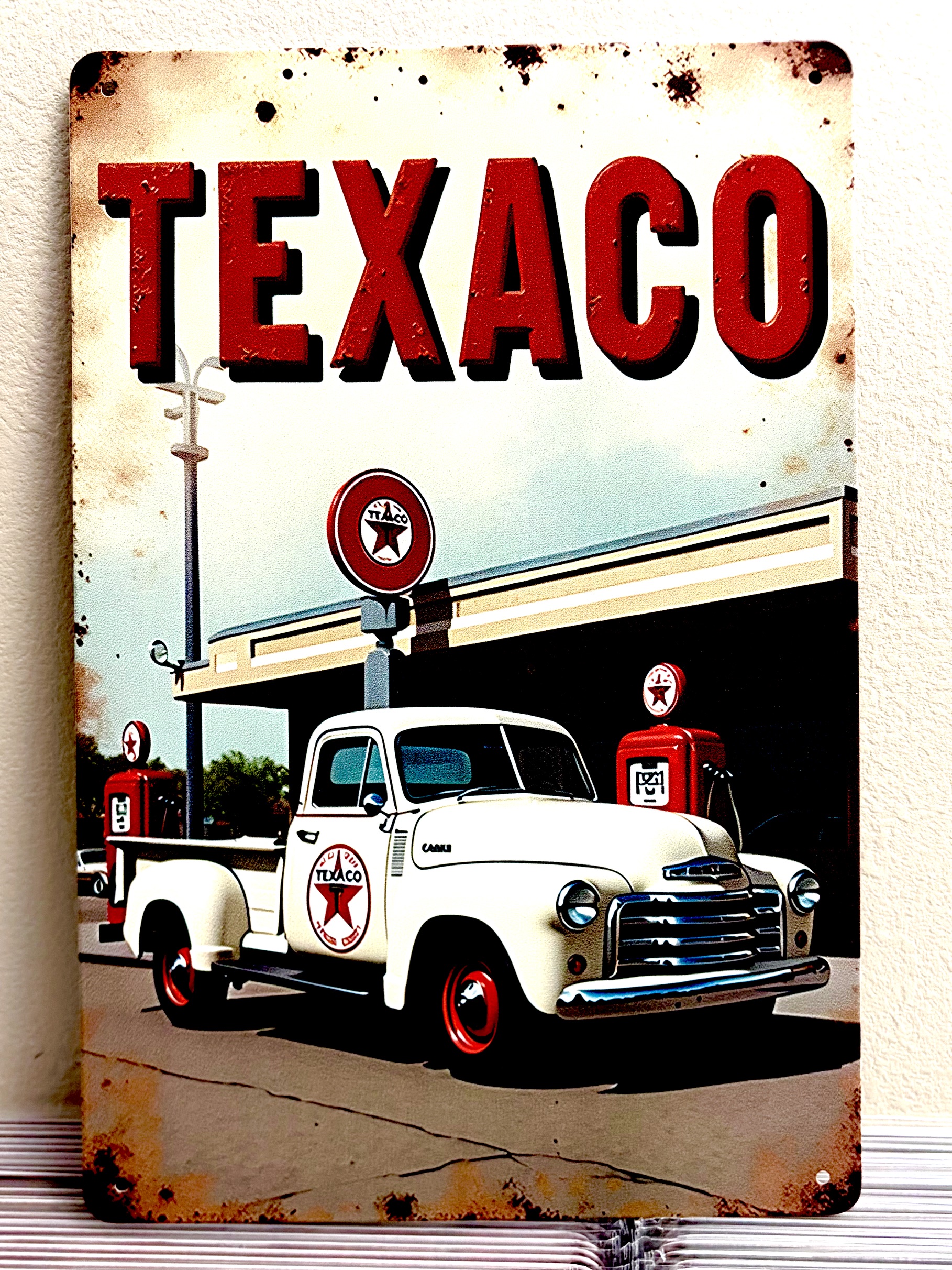 TEXACO WHT看板 ブリキ看板 インテリア ディスプレイ レトロ  アメリカン雑貨