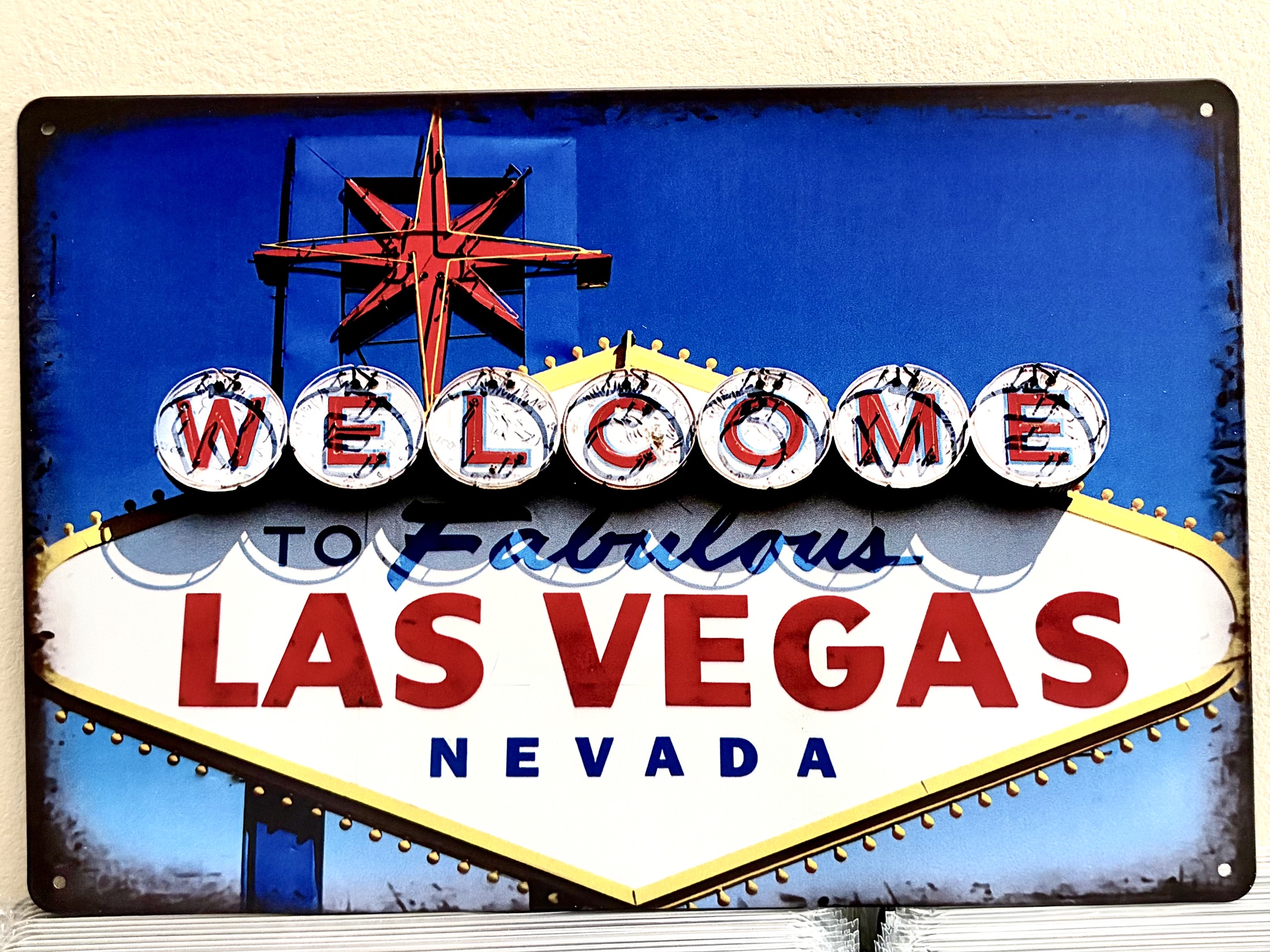 LAS VEGAS看板 ブリキ看板 インテリア ディスプレイ レトロ  アメリカン雑貨