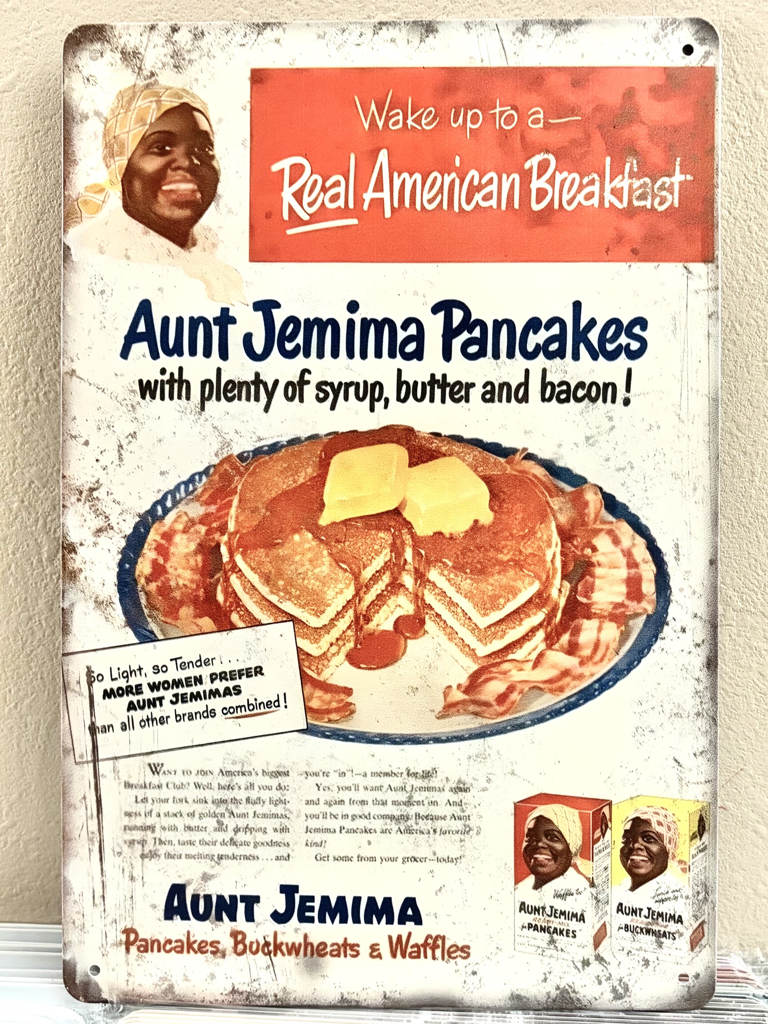 AUNT JEMIMA看板 ブリキ看板 インテリア ディスプレイ レトロ  アメリカン雑貨