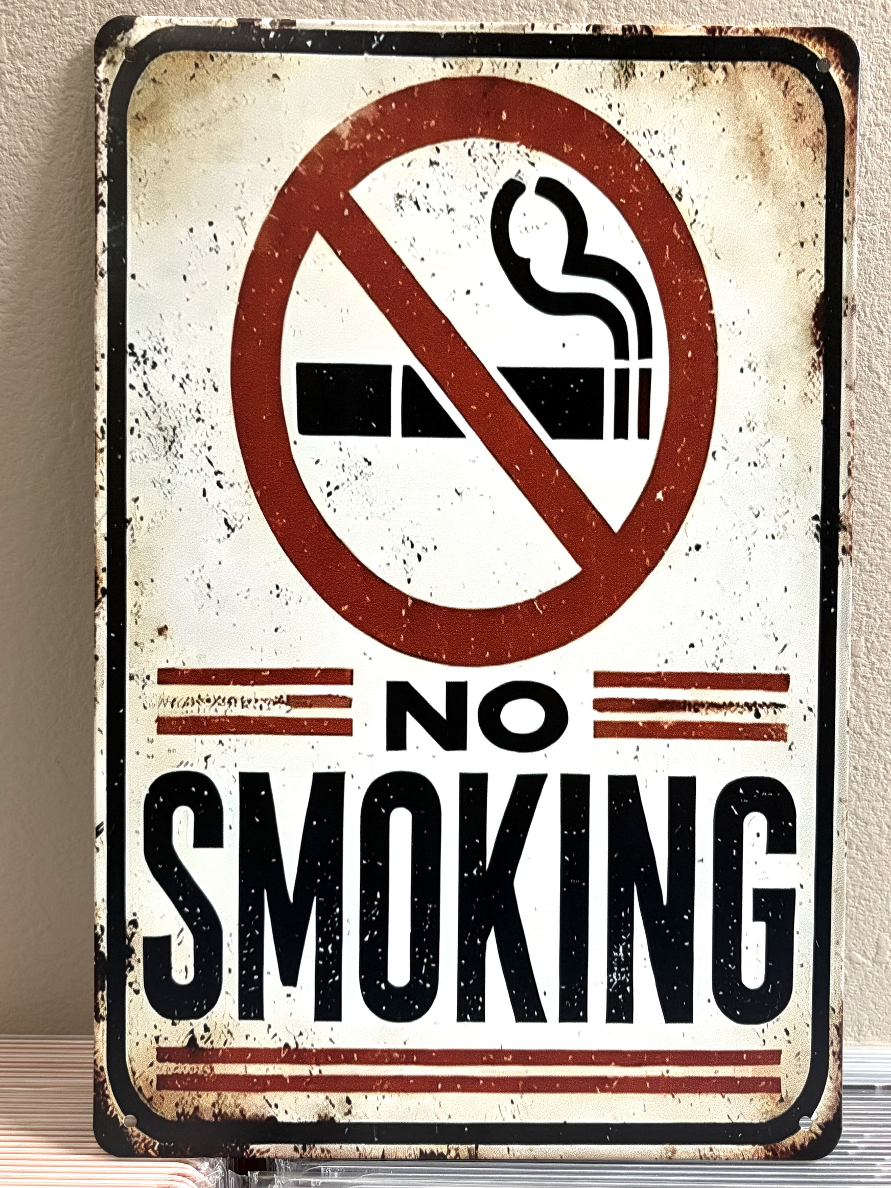 NO SMOKING WHTティンサイン看板 ブリキ看板 インテリア ディスプレイ レトロ  アメリカン雑貨