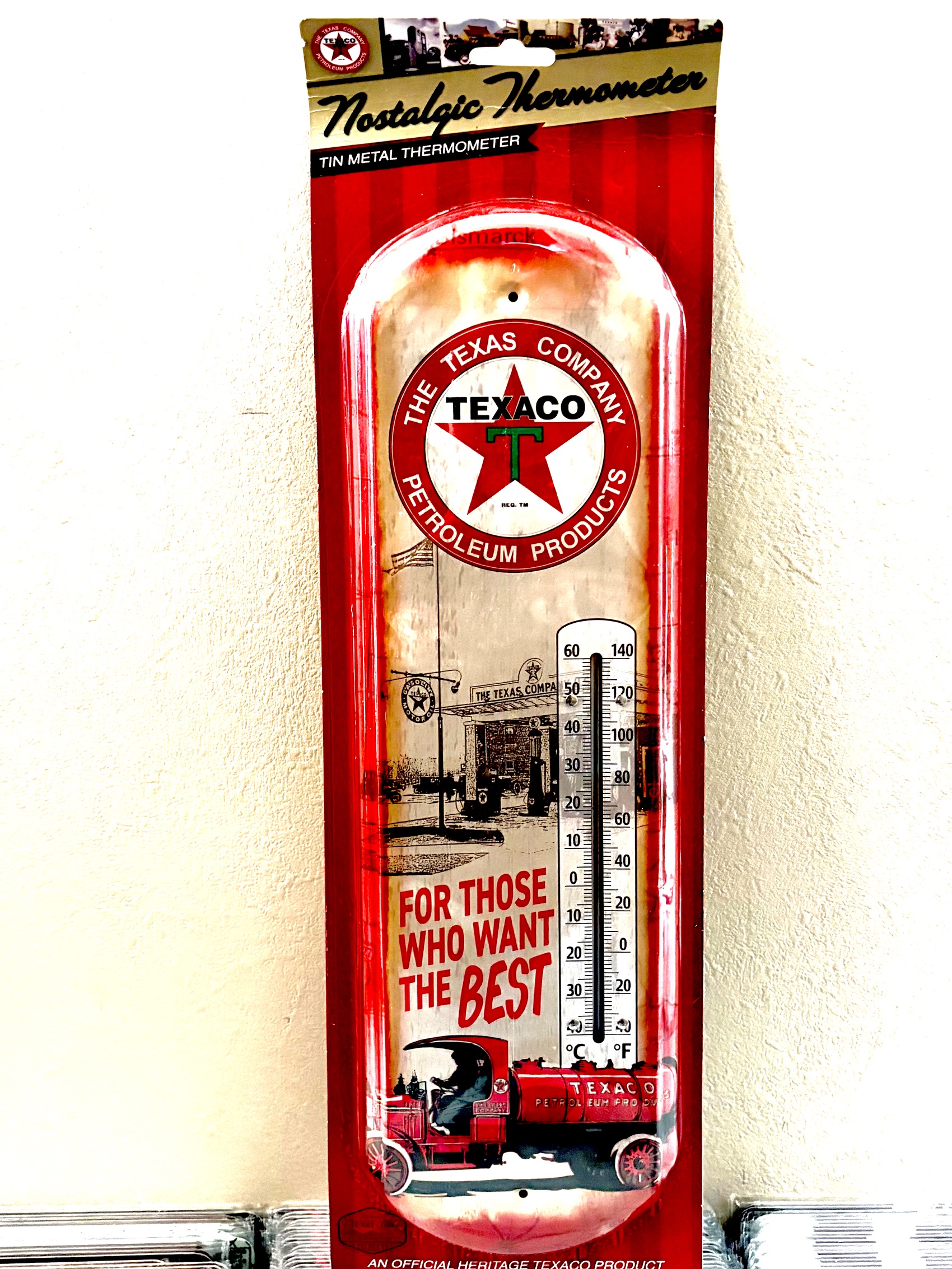 TEXACO REDメタルサーモメーター  　LA直輸入Z603