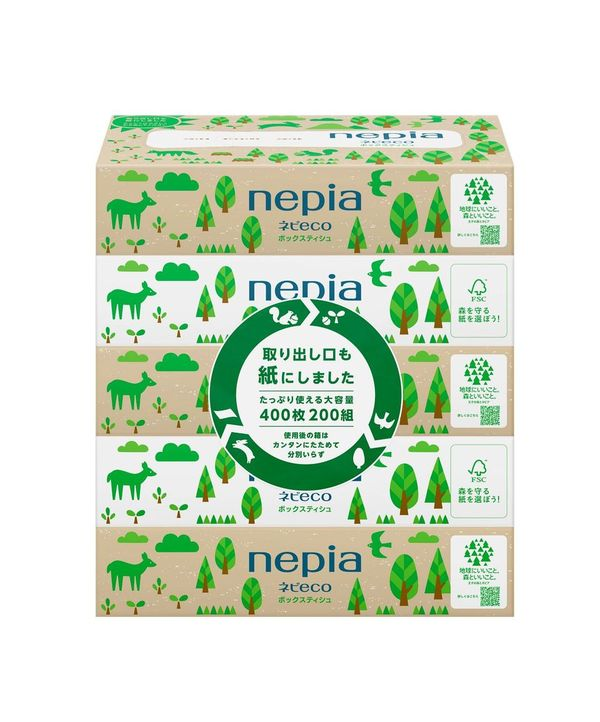 ネピア ネピecoティシュ5ｺﾊﾟｯｸ400枚(200組)