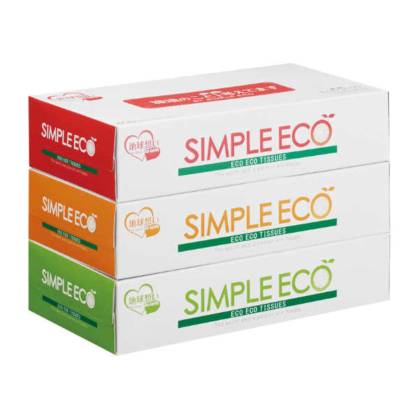 【E】シンプルエコBOXティッシュ 100W 3個組