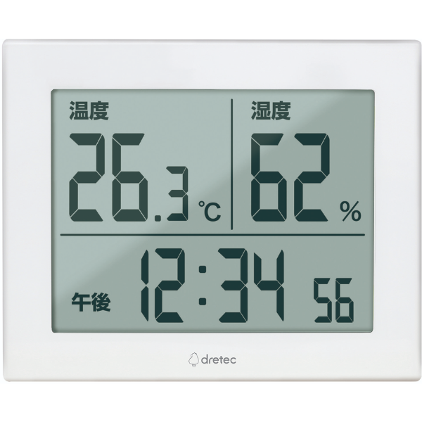 【D】ドリテック　大画面温湿度計「ハキミエ」