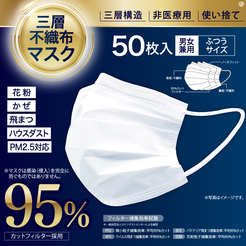 【K】NEW三層不織布マスク　50枚入