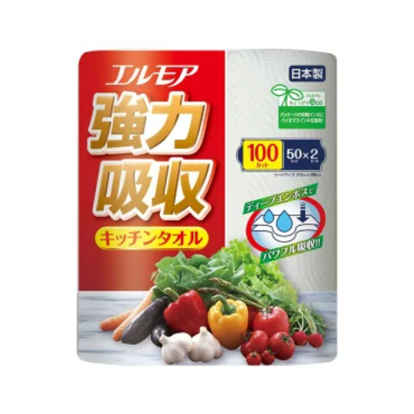 エルモア　強力吸収キッチンタオル 50カット×2ロール