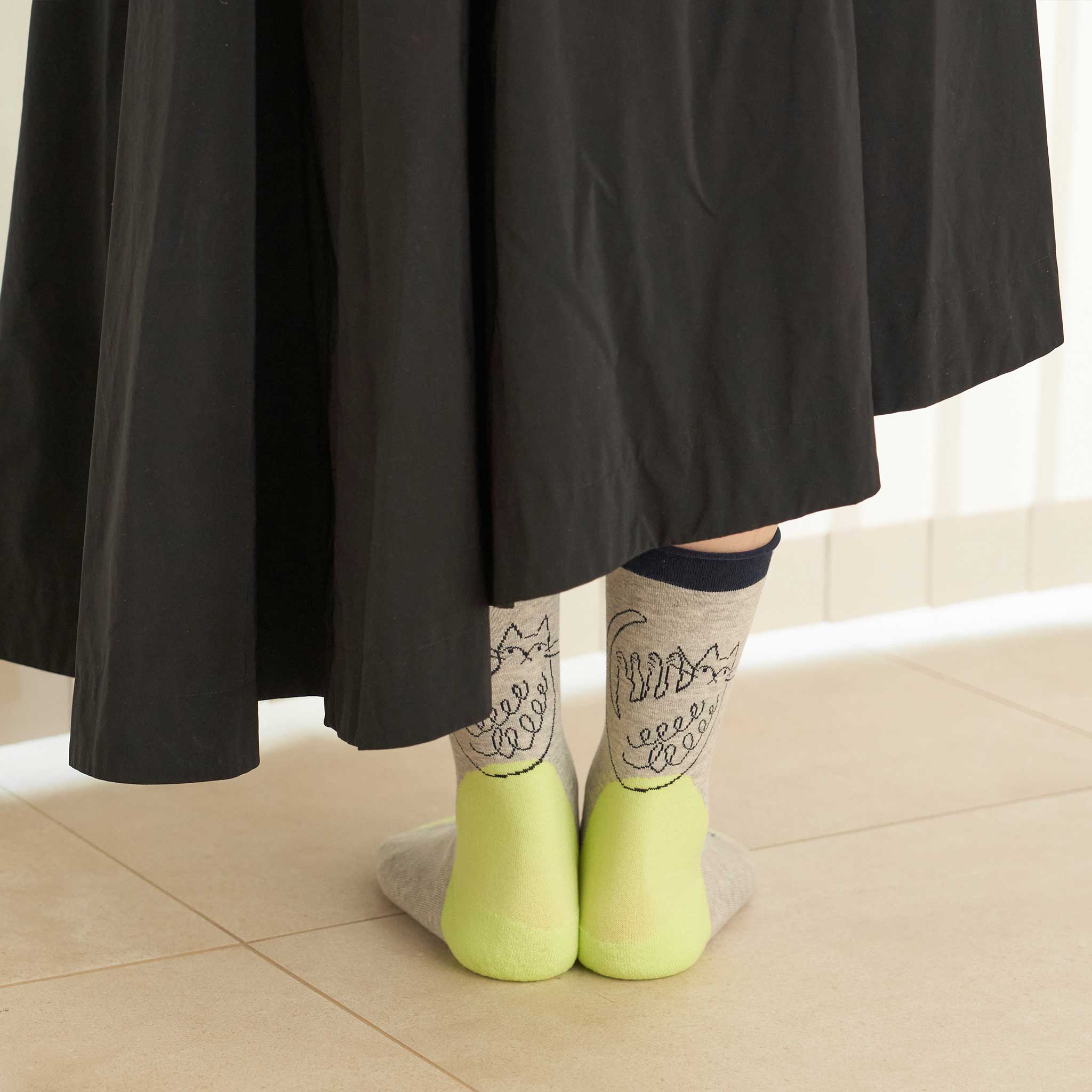 kissa/ねこ　コットン　クルーソックス　（3色）