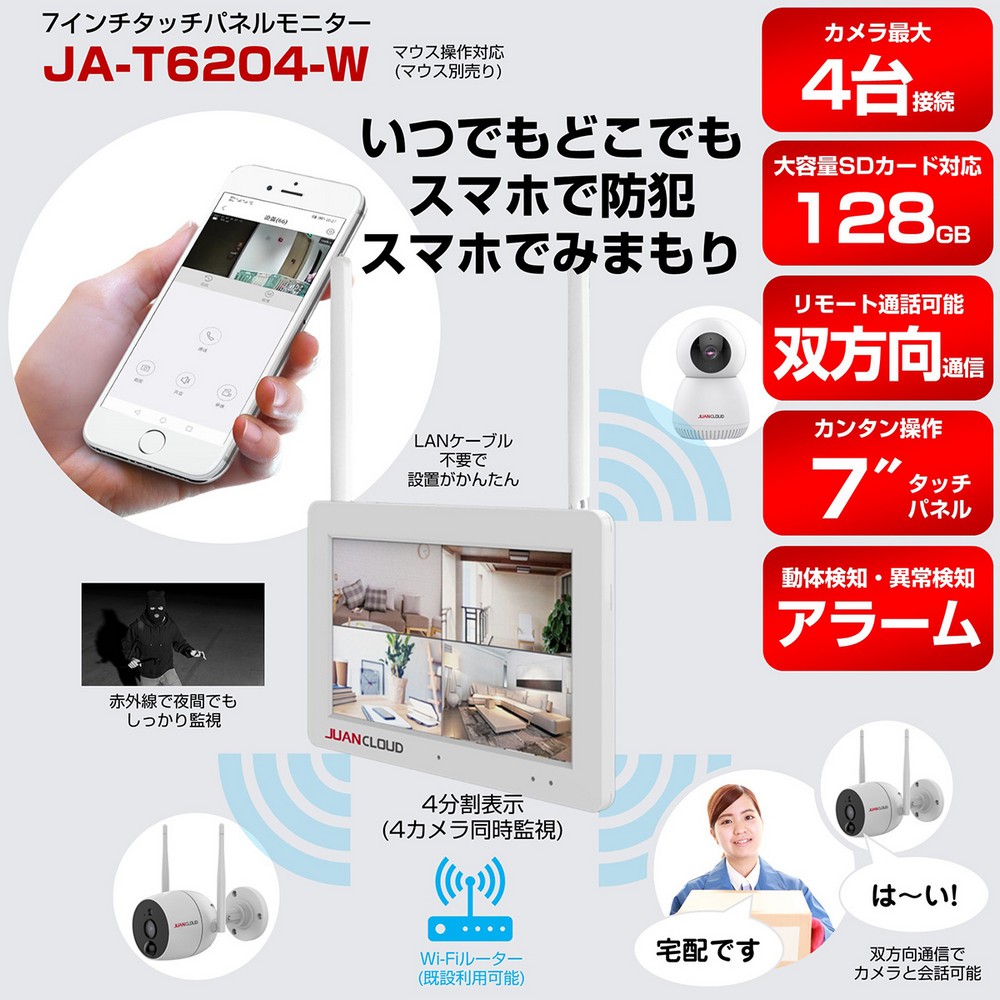 水鏡 Ｗｉ－Ｆｉネットワークカメラモニター JA-T6204-W