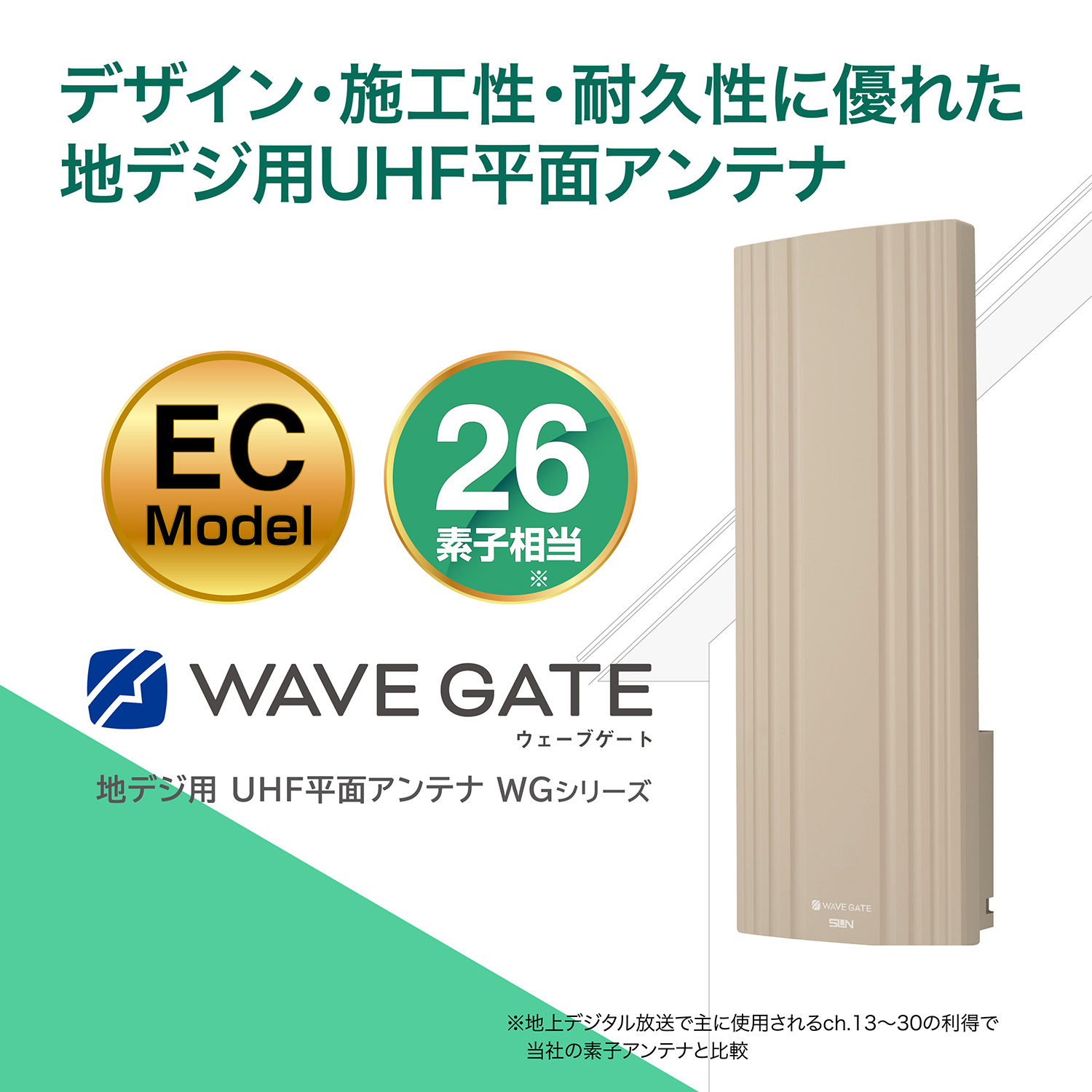 地デジ用UHF平面アンテナ 26素子 水平偏波用 ベージュ WG26-B-EC