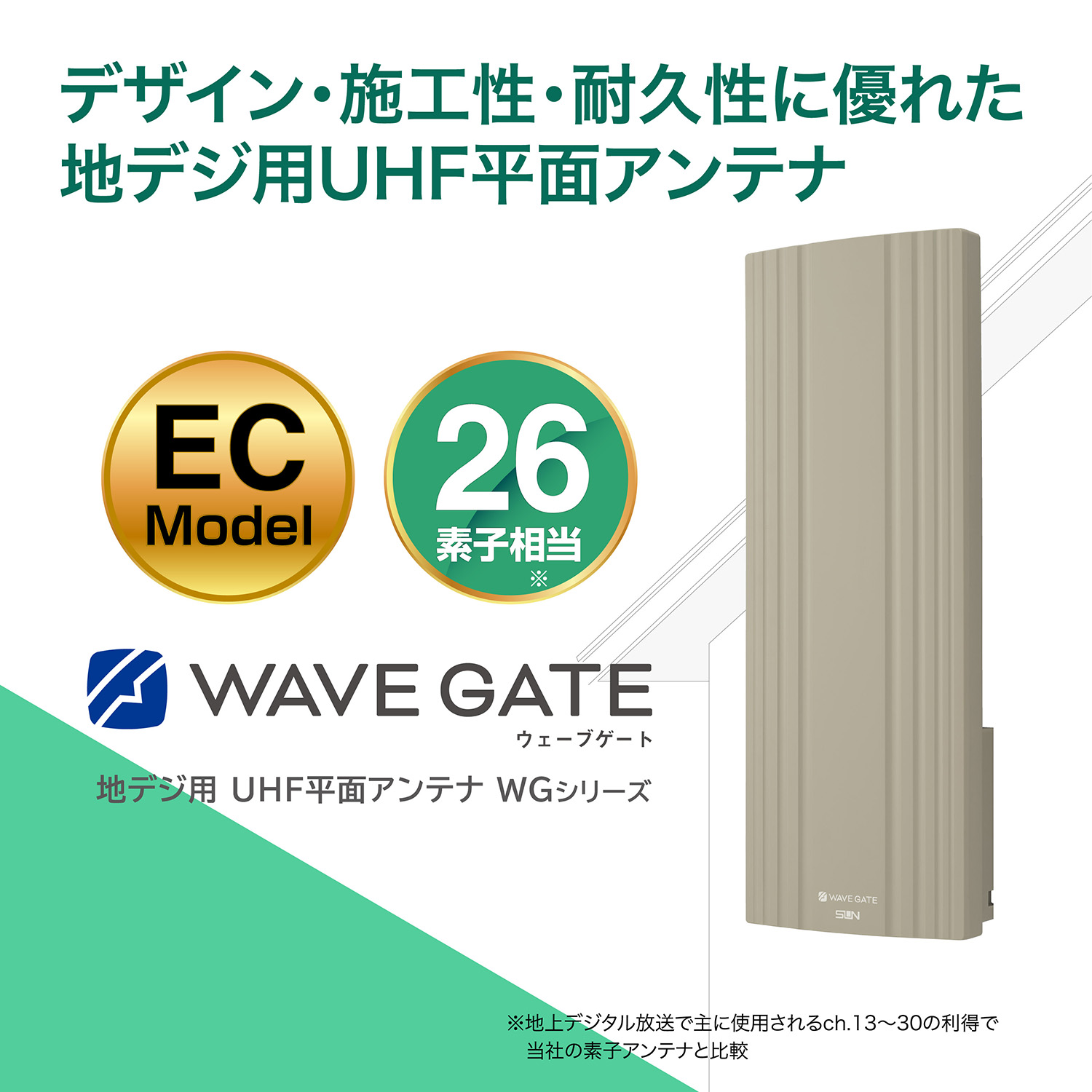地デジ用UHF平面アンテナ 26素子 水平偏波用 グレージュ WG26-G-EC