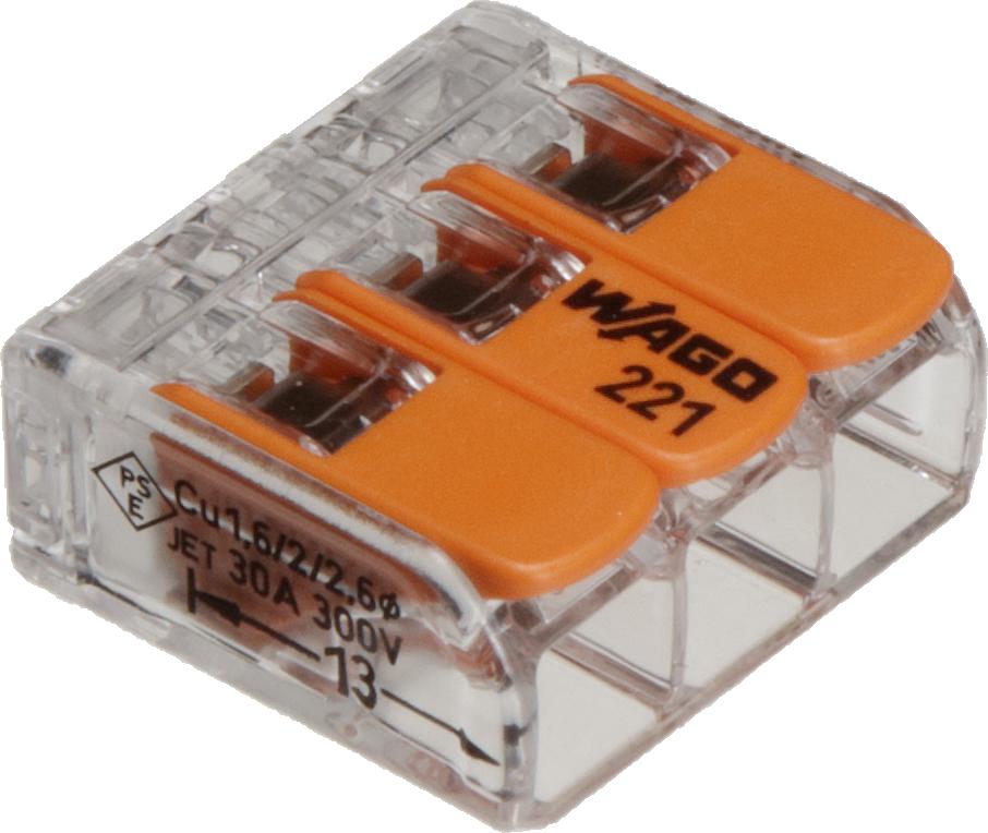 (30個入り) JAPPY ワンタッチコネクタ WFR/WFシリーズ WFR-Lシリーズ(クリアラージタイプ) WFR-3L-JP 6mm2対応品 ／ 箱入り