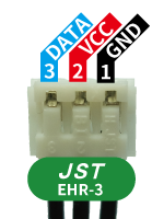 JST EHR-3のピン配列：1 GND、2 VCC（電源）、3 DATA