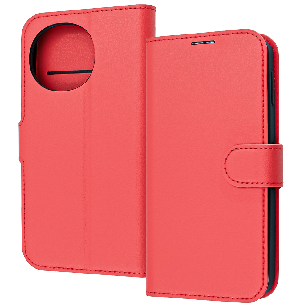 AQUOS sense9 /AQUOS sense10 / 耐衝撃 マグネットベルト シンプル 手帳型レザーケース / レッド