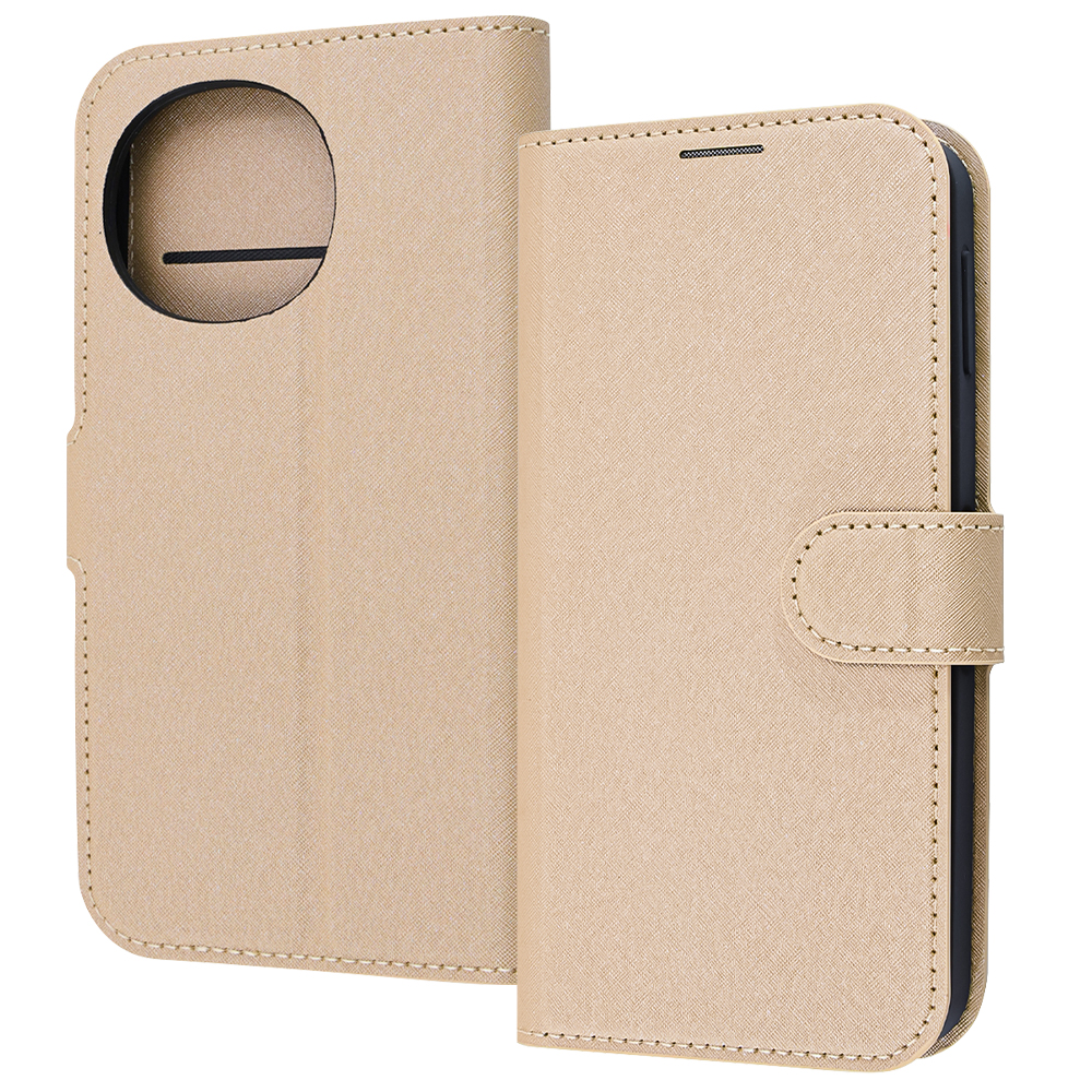 AQUOS sense9 /AQUOS sense10 / 耐衝撃 マグネットベルト シンプル 手帳型レザーケース / ベージュ