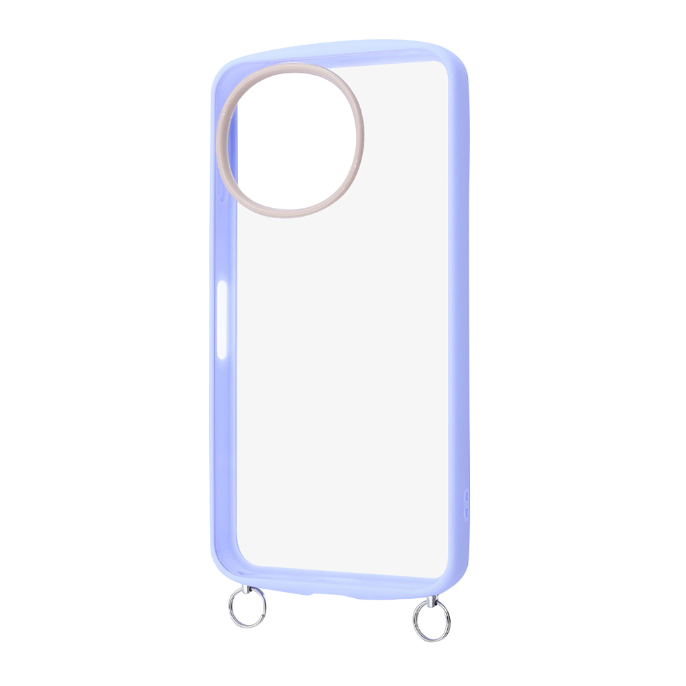 AQUOS sense9 /AQUOS sense10 / Puffull 耐衝撃 バンパー ストラップ金具付き ハイブリッドケース / ペールブルー_ベージュ