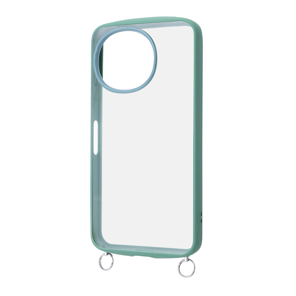 AQUOS sense9 /AQUOS sense10 / Puffull 耐衝撃 バンパー ストラップ金具付き ハイブリッドケース / オリーブ_グリーン