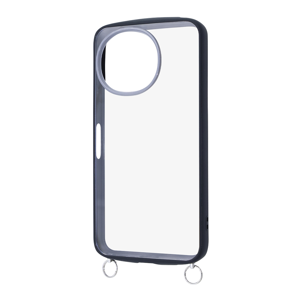 AQUOS sense9 /AQUOS sense10 / Puffull 耐衝撃 バンパー ストラップ金具付き ハイブリッドケース / ブラック_グレー