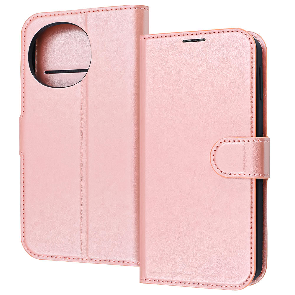 AQUOS sense9 /AQUOS sense10 / 耐衝撃 マグネットベルト シンプル 手帳型レザーケース / シャイニーピンク