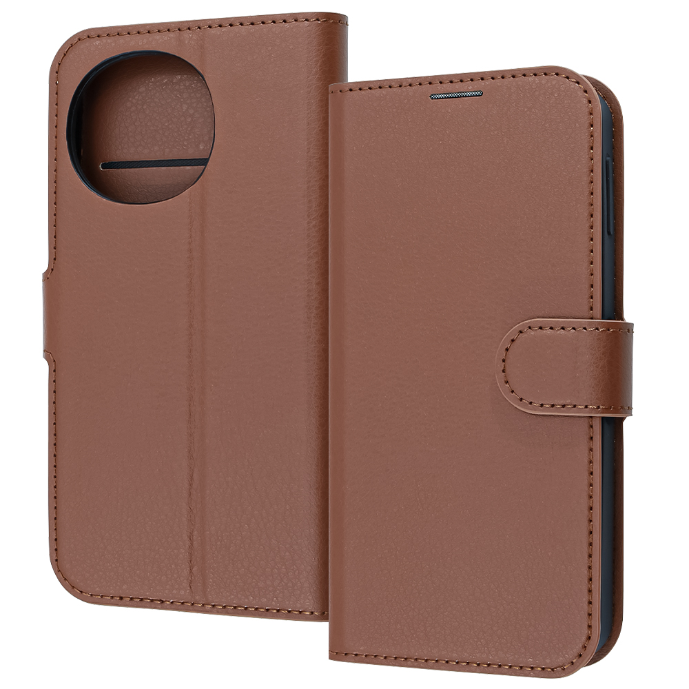 AQUOS sense9 /AQUOS sense10 / 耐衝撃 マグネットベルト シンプル 手帳型レザーケース / ブラウン