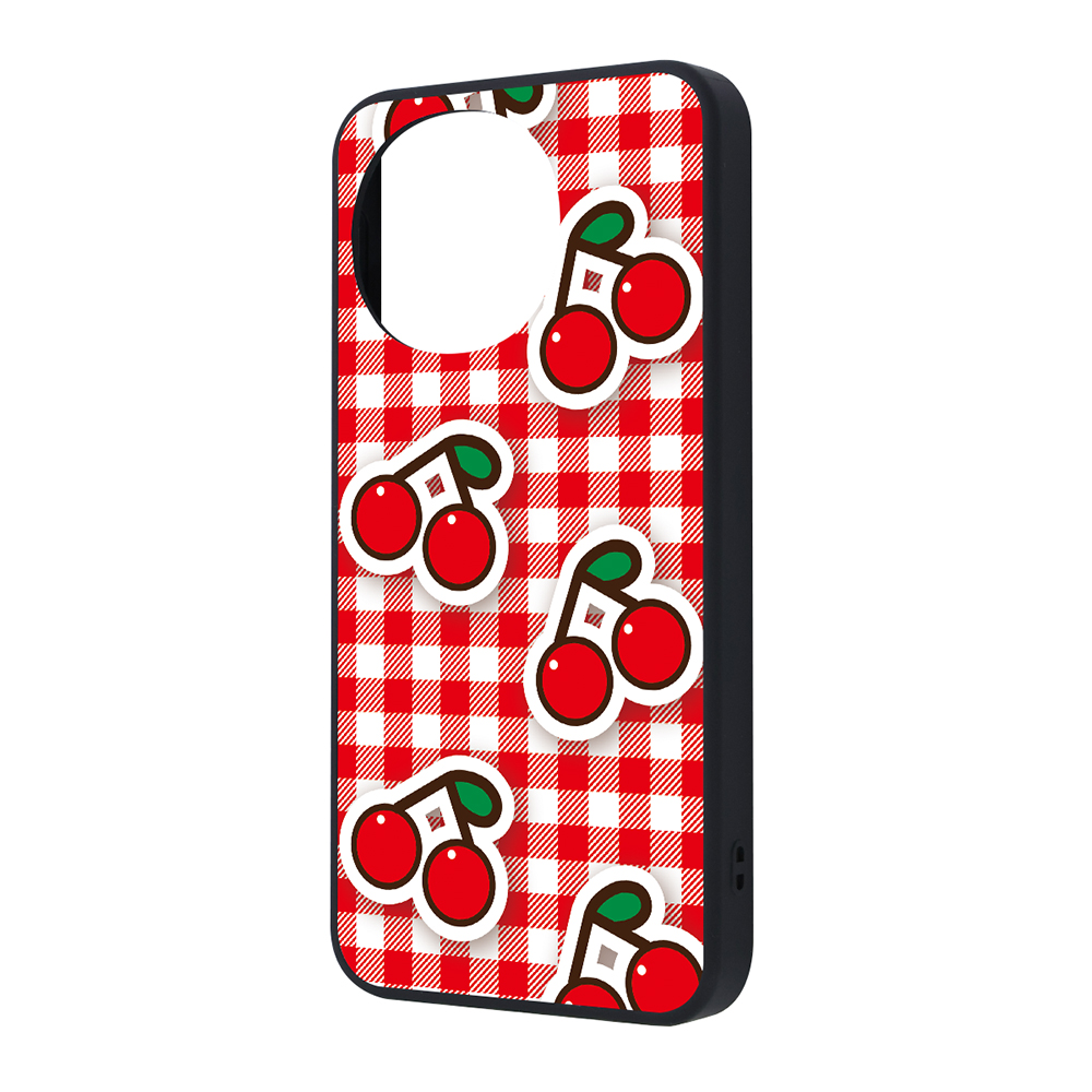 AQUOS sense10/sense9 / maru 衝撃吸収 バンパー ハイブリッドケース / チェリーチェック