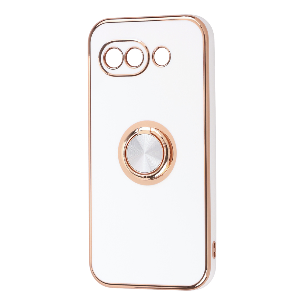 Google Pixel 10a / ソフトケース 精密設計 フレームメッキ +リング / ホワイト/ゴールド