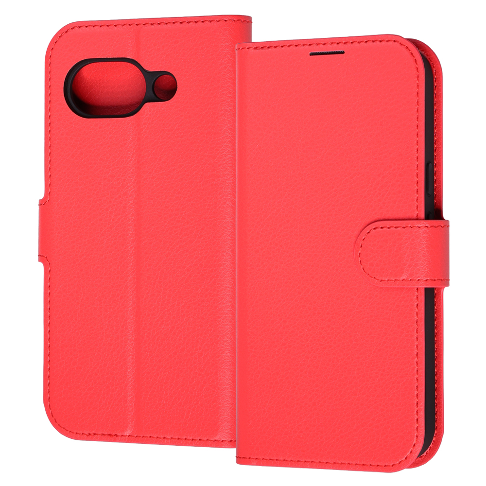 Google Pixel 10a / 手帳型レザーケース シンプル マグネット / レッド