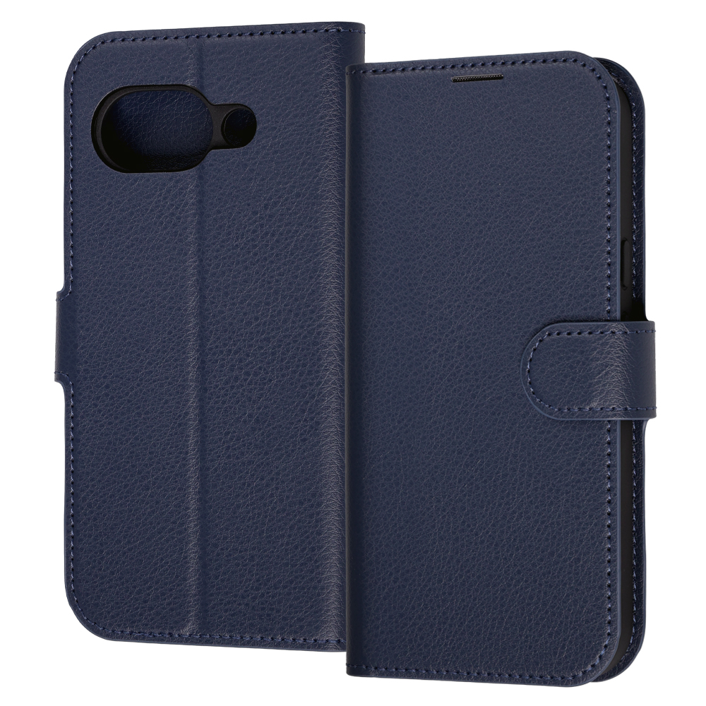 Google Pixel 10a / 手帳型レザーケース シンプル マグネット / ダークネイビー