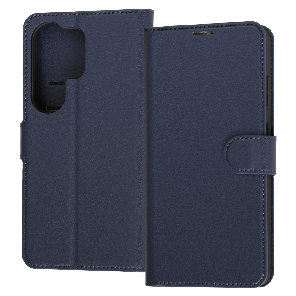 Galaxy S26 Ultra / 手帳型レザーケース シンプル マグネット / ダークネイビー