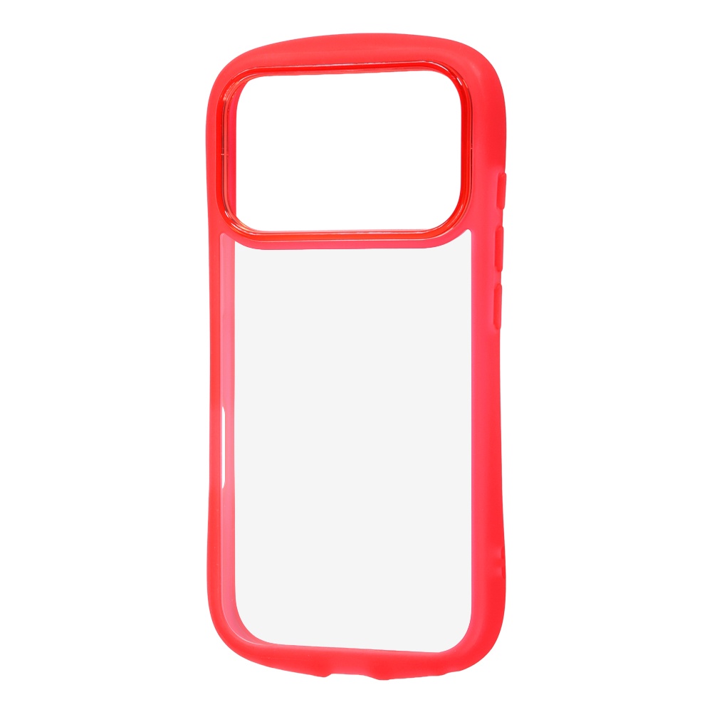 iPhone 18 Pro / 17 Pro / ハイブリッド タフケース Puffull / クリアレッド
