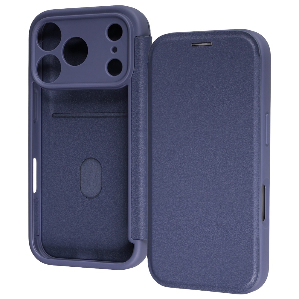 iPhone 18 Pro / 17 Pro / クリアフリップケース マグネット / ネイビー