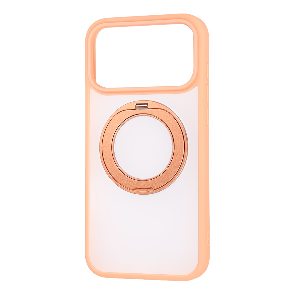 iPhone 18 Pro Max / 17 Pro Max / ハイブリッドケース シルキーマット マグネット充電対応 リング付き / オレンジ