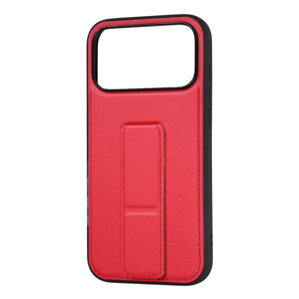 iPhone 18 Pro Max / 17 Pro Max / ハイブリッドケース maru レザリア スタンド / レッド