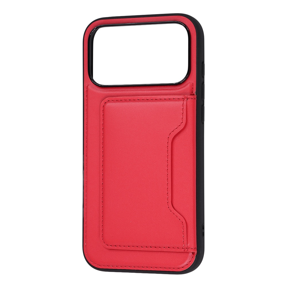 iPhone 18 Pro Max / 17 Pro Max / ハイブリッドケース maru レザリア ポケット / レッド