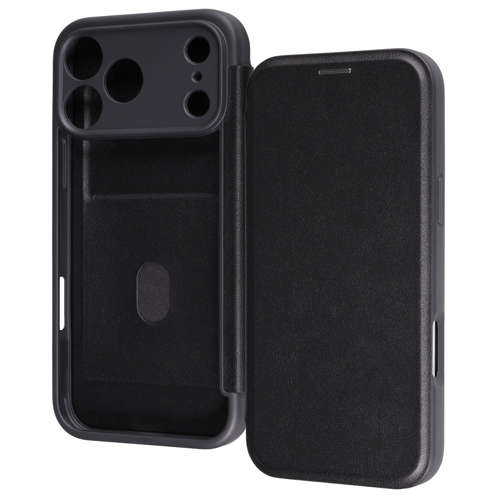 iPhone 18 Pro Max / 17 Pro Max / クリアフリップケース マグネット / ブラック