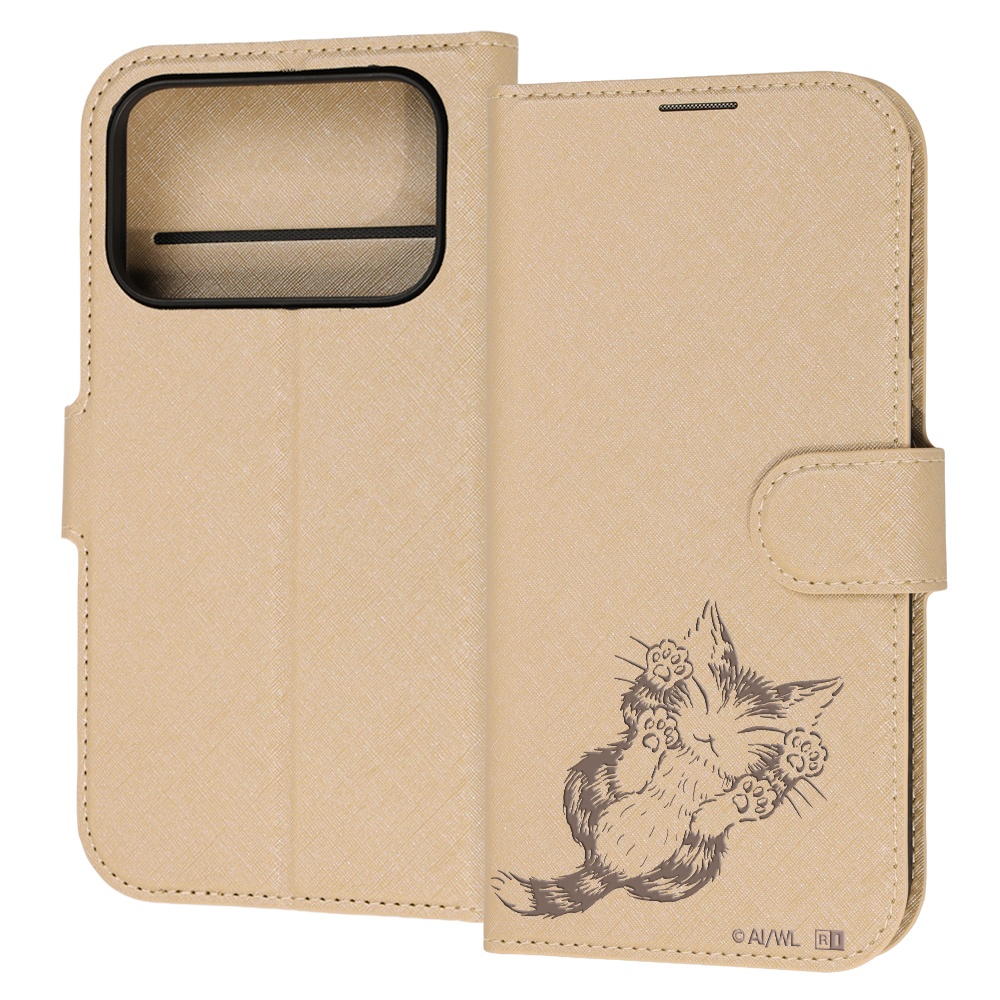 iPhone 18 Pro / 17 Pro / 猫のダヤン / 衝撃吸収 マグネットベルト シンプル 手帳型レザーケース / ダヤン_にゃんキュー