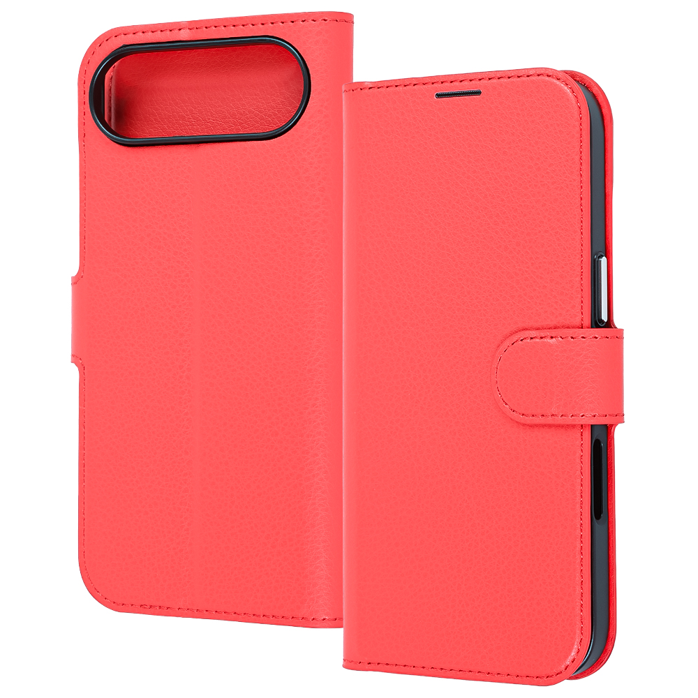 iPhone Air / 手帳型レザーケース シンプル マグネット / レッド