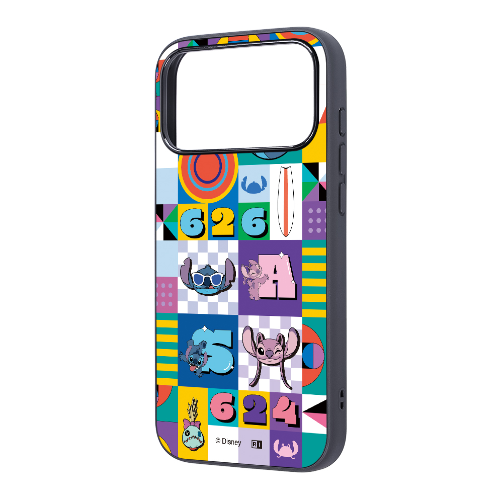 iPhone 17 Pro Max / ディズニー / maru 衝撃吸収 バンパー ハイブリッドケース / スティッチとエンジェル_総柄