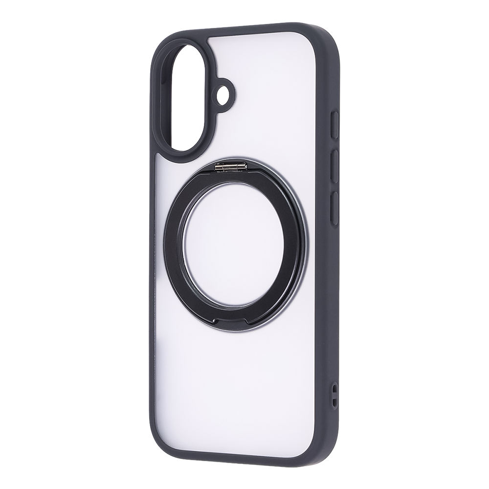 iPhone 17 / ハイブリッドケース シルキーマット マグネット充電対応 リング付き / ブラック