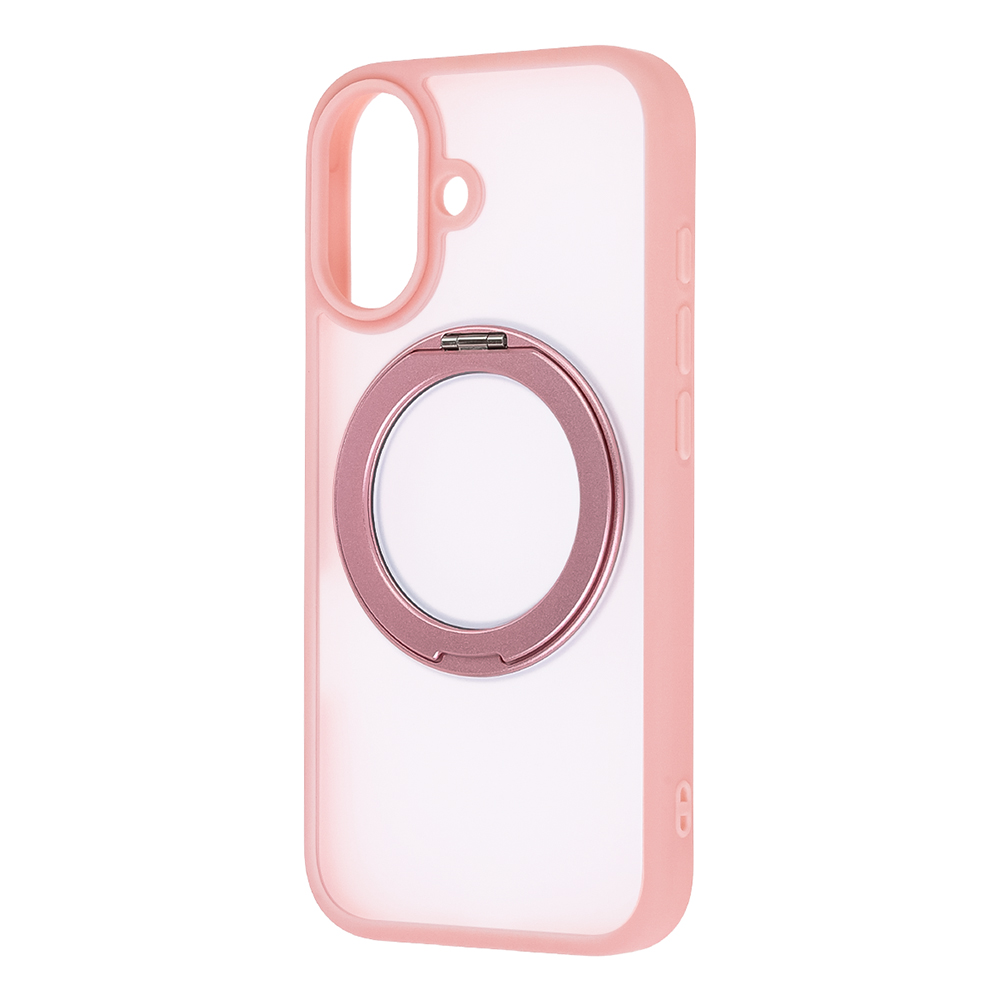iPhone 17 / ハイブリッドケース シルキーマット マグネット充電対応 リング付き / ピンク