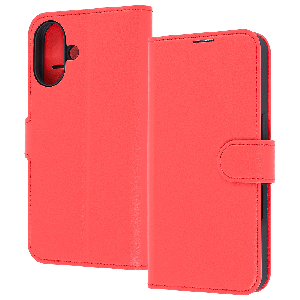 iPhone 17 / 手帳型レザーケース シンプル マグネット / レッド