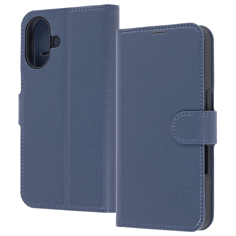 iPhone 17 / 手帳型レザーケース シンプル マグネット / ダークネイビー
