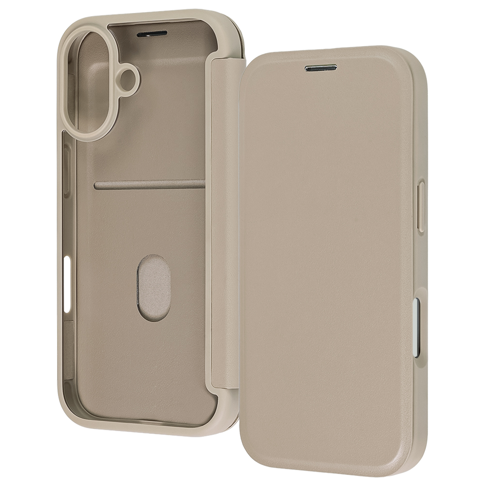 iPhone 17 / クリアフリップケース マグネット / ベージュ