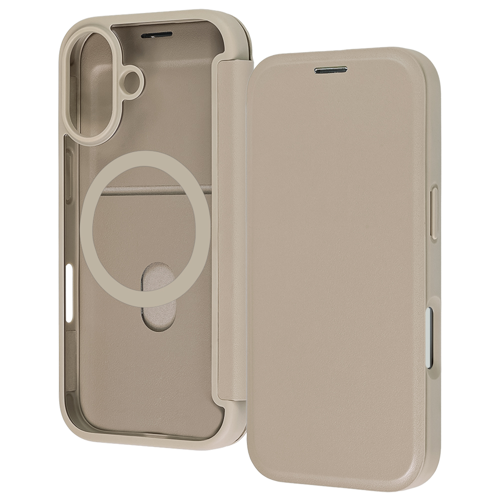 iPhone 17 / クリアフリップケース マグネット マグネット充電対応 / ベージュ